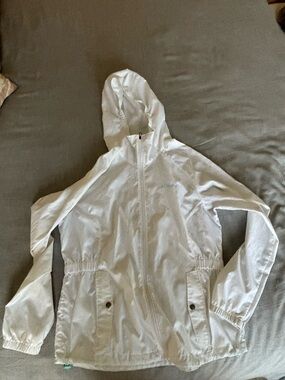 Columbia White Lightweight Hooded windbreaker Jacket